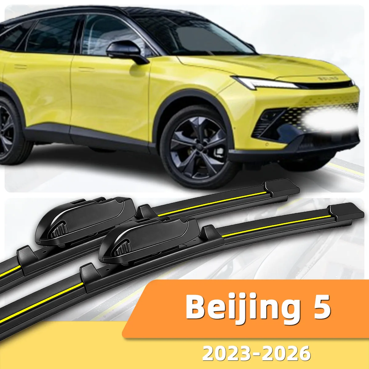 2 Stück Auto-Scheibenwischer, geeignet für Baic Beijing 5 (2023-2026), aus Naturkautschuk, stabil und langlebig, Reinigungswischerblätter Image