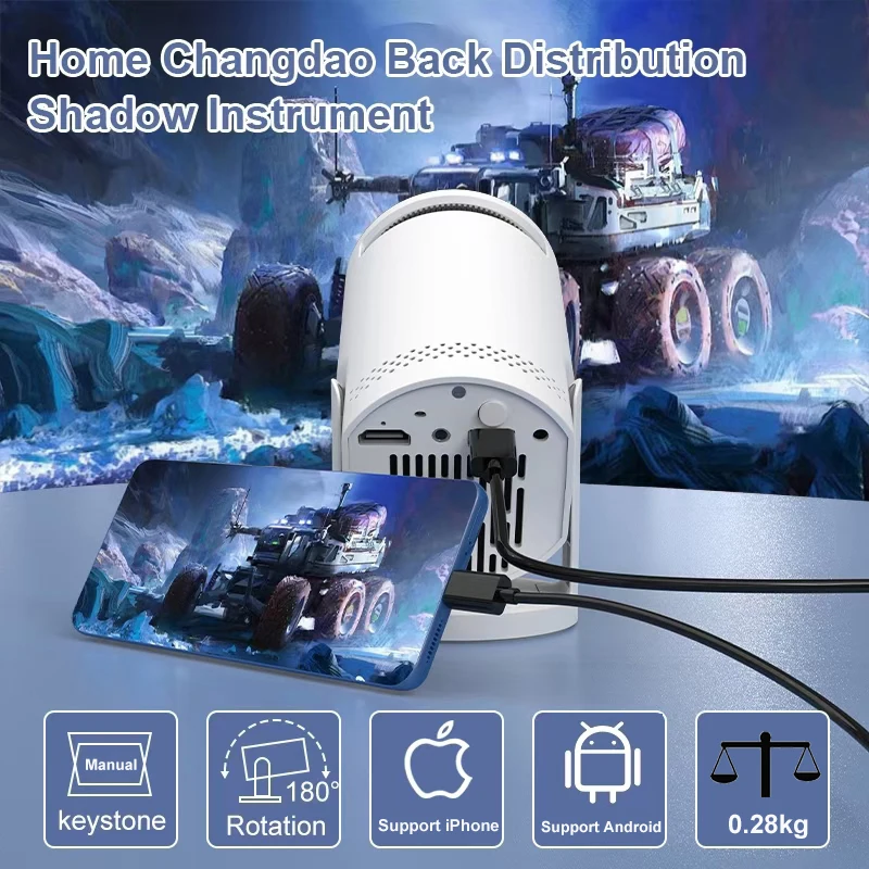 Salange Q5 Kabelloser Mini-Projektor WIFI 6 1080P Unterstützung Tragbar 180° ° Drehbarer Videoprojektor, kompatibel mit Android und iOS Image