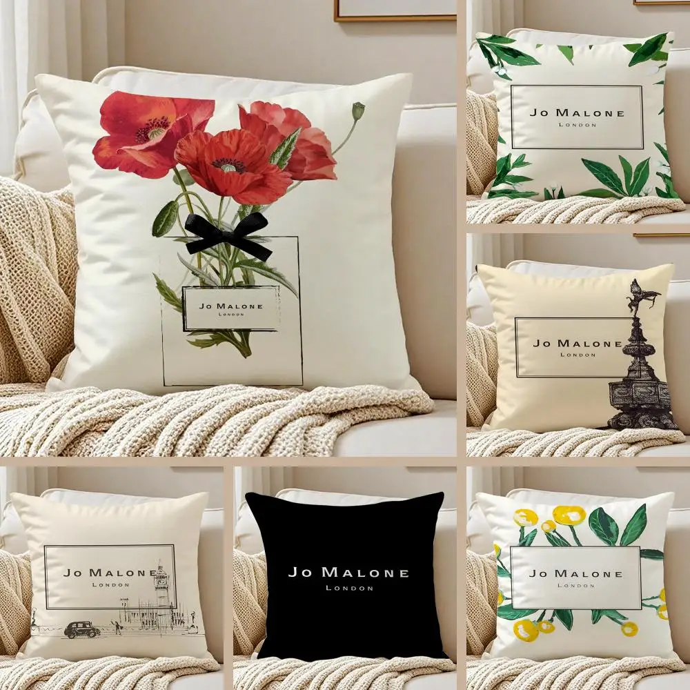 J-Jo M-Malone LOGO Fashion Soft Plush Pillowcase Doppelseitig bedruckter Kissenbezug mit verstecktem Reißverschluss, Heimdekoration Image