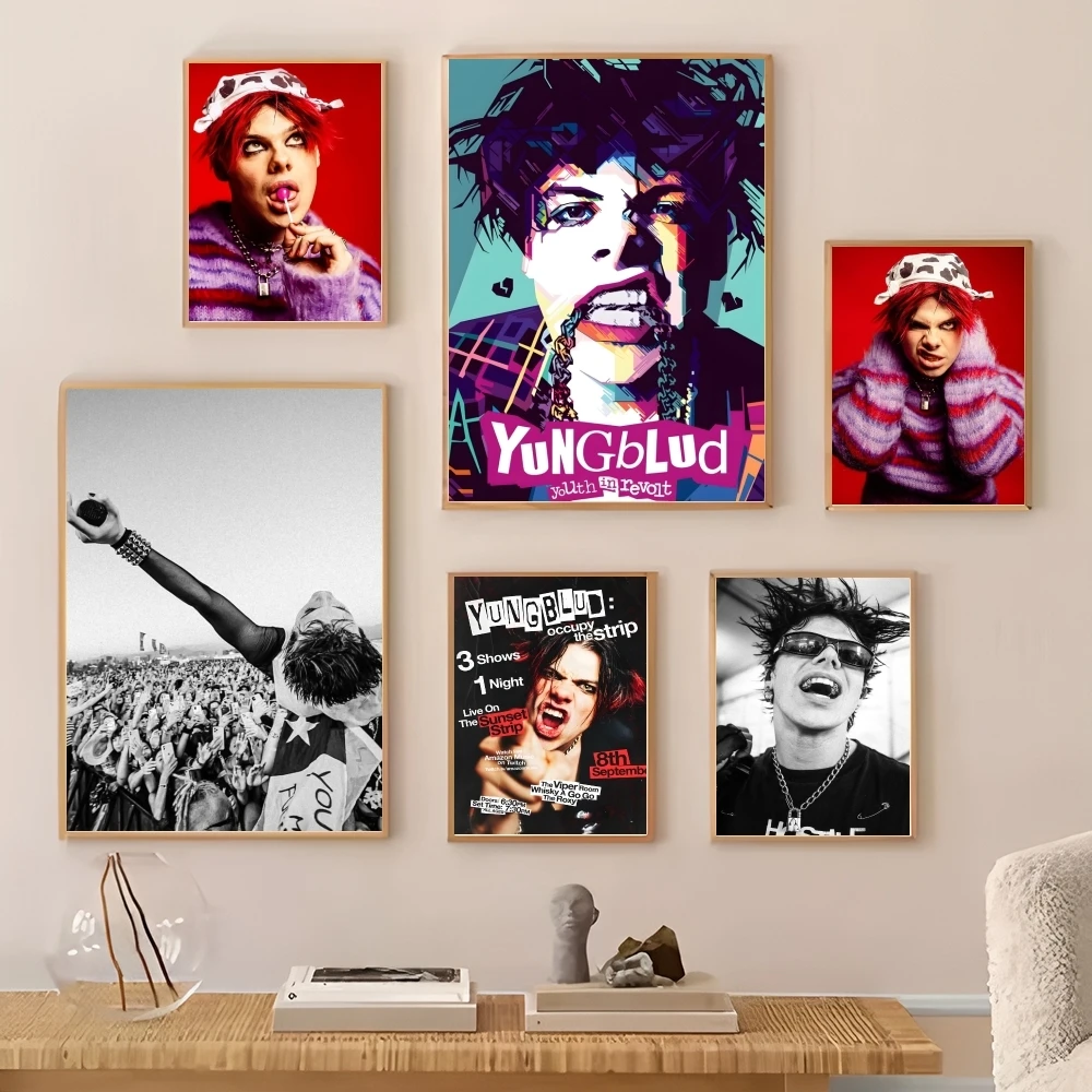 Sänger Y-YUNGBLUD, lustiges Poster, dekorative Wandkunst, Aufkleber, Wandbild, Fotodruck für Zuhause, Wohnzimmer, Flur, Dekoration Image