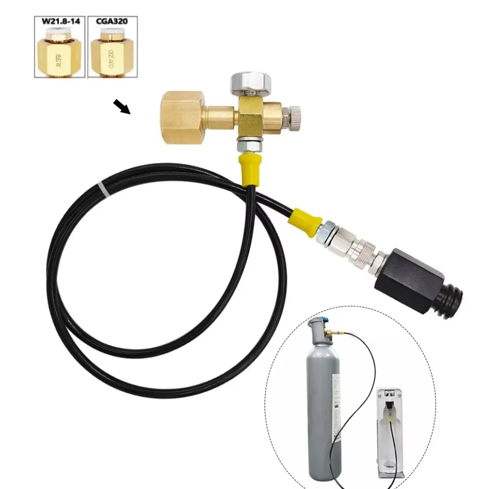 Soda Stream Soda Club Externer Schlauchadapter, Messgerät auf CO2-Tank, Heim-Soda-Maker W21,8–14 oder CGA320 für Soda Stream-Maschine Image