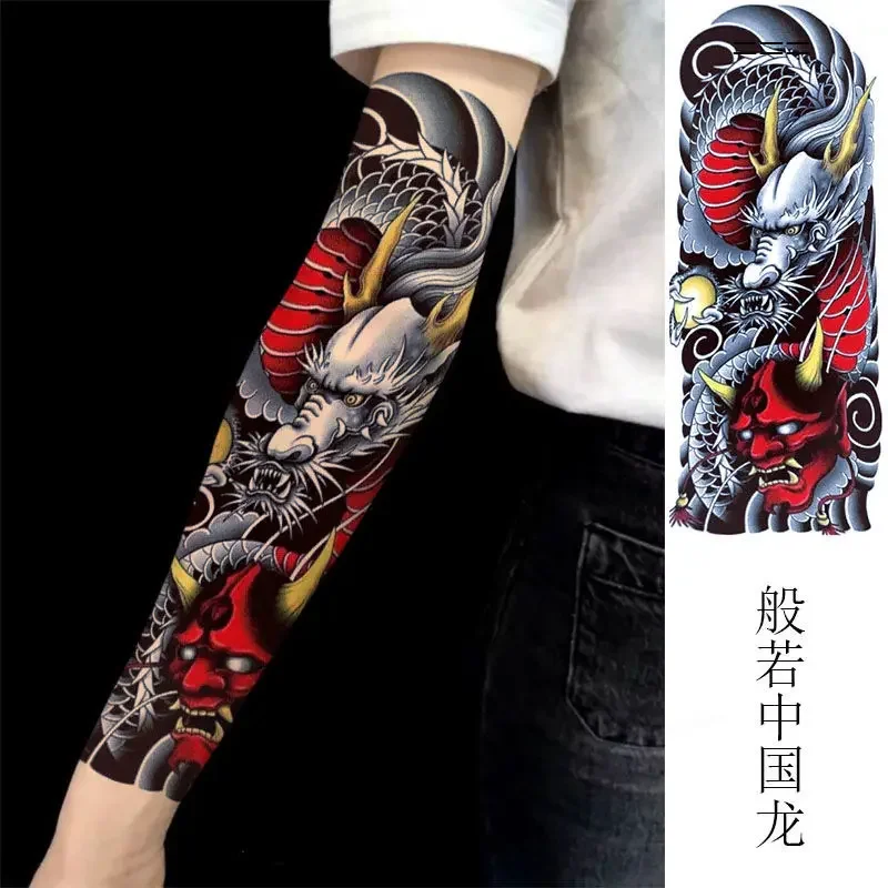 Japanisches Prajna-Tattoo für Frauen, Mann, Drachenkunst, temporäre Tattoos, wasserdicht, Fake-Tattoo, Arm, langlebig, Punk-Tattoo-Aufkleber Image