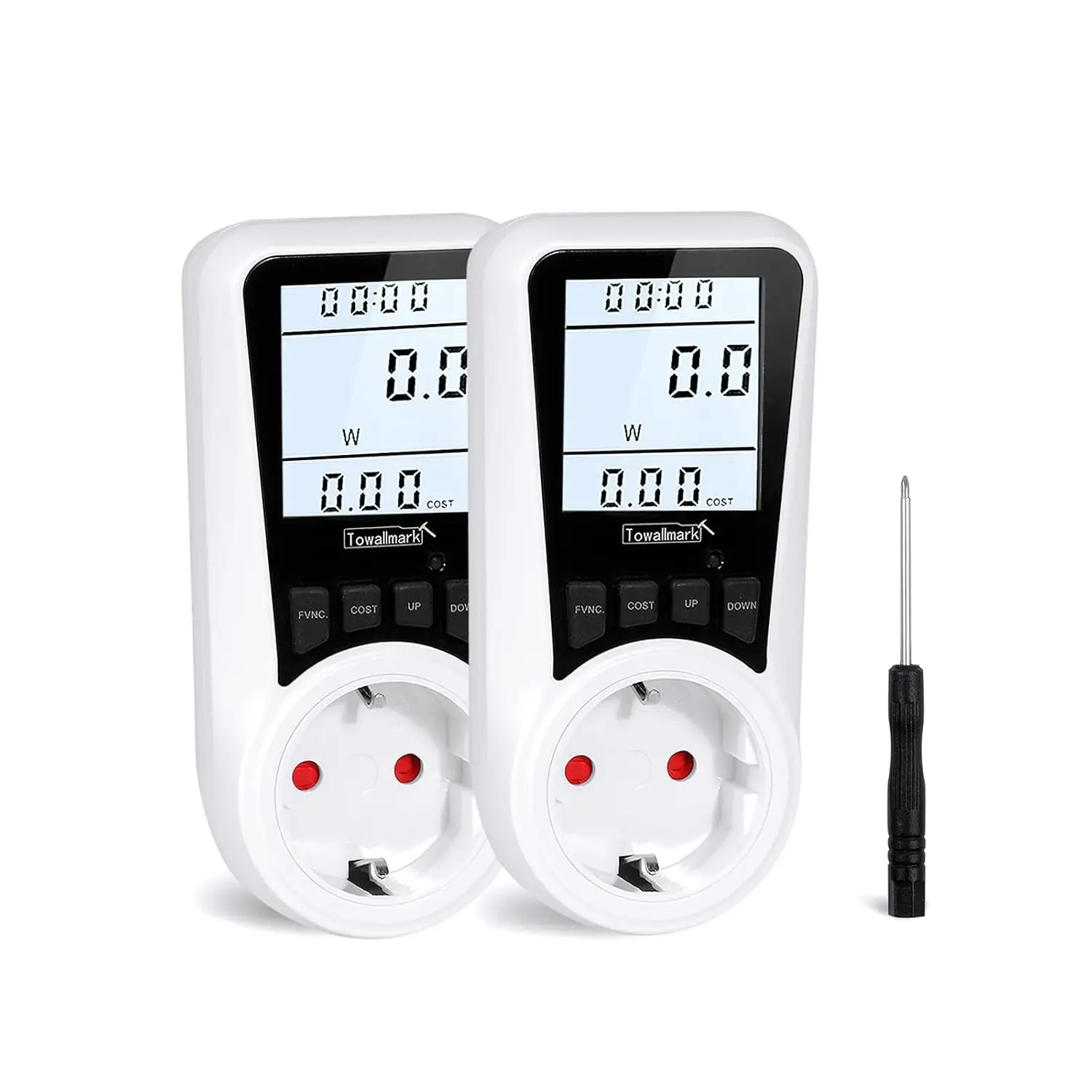 2 x 220V Digitales Wattmeter AC EU Stromzähler LCD Stromverbrauchsmonitor Verbrauchsmesser Steckdose kWh Energiekosten-Analysator