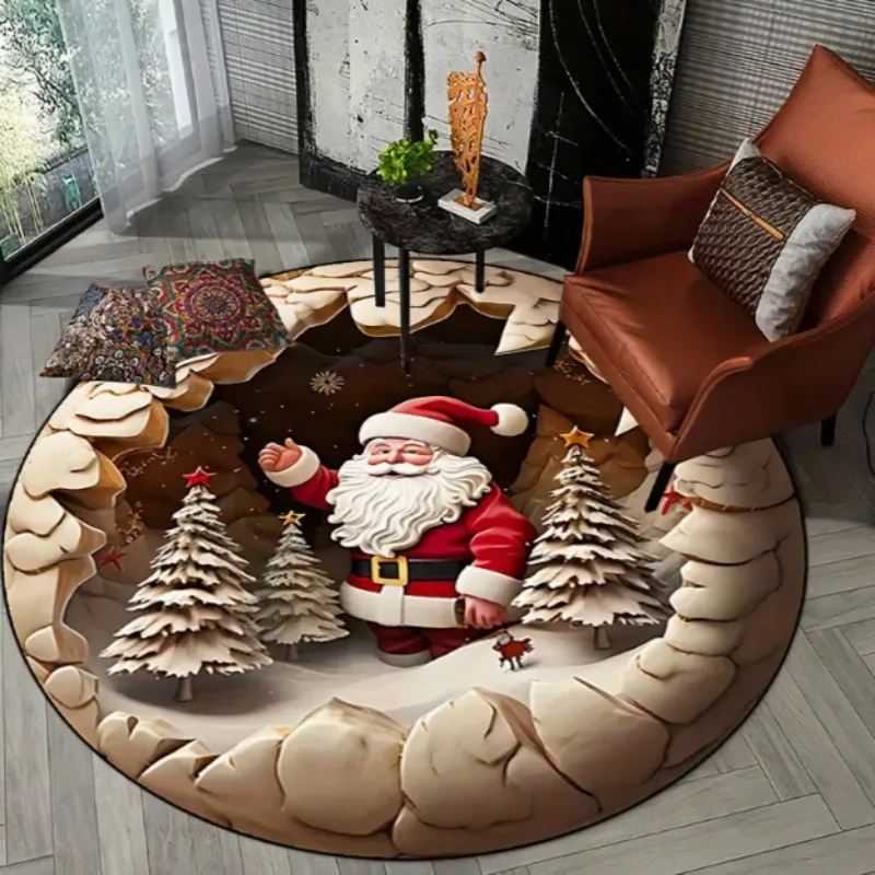 Weihnachten Runde Boden Matte Studie Stuhl Teppich Urlaub Szene Dekoration Teppich Neue Jahr Atmosphäre Teppiche Hause Dekoration Image