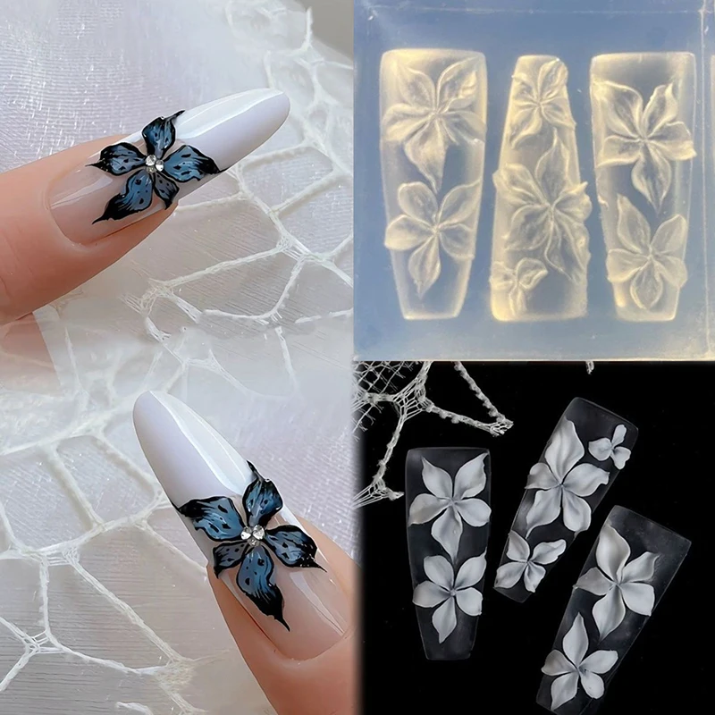 【F】Nail-Art-Form, 3D-Schnitzform, gebogene Lilienblume, transparente Nail-Art-Dekorationen, DIY-Silikon-Vorlage Image
