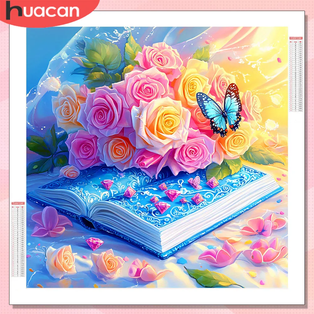 HUACAN Diamant-Mosaik Neuheiten 2026 Buch Rosenblüten-Gemälde 5D Kunst-Sets Quadratische Runde Perlen Hobby Kreatives Handwerk Image