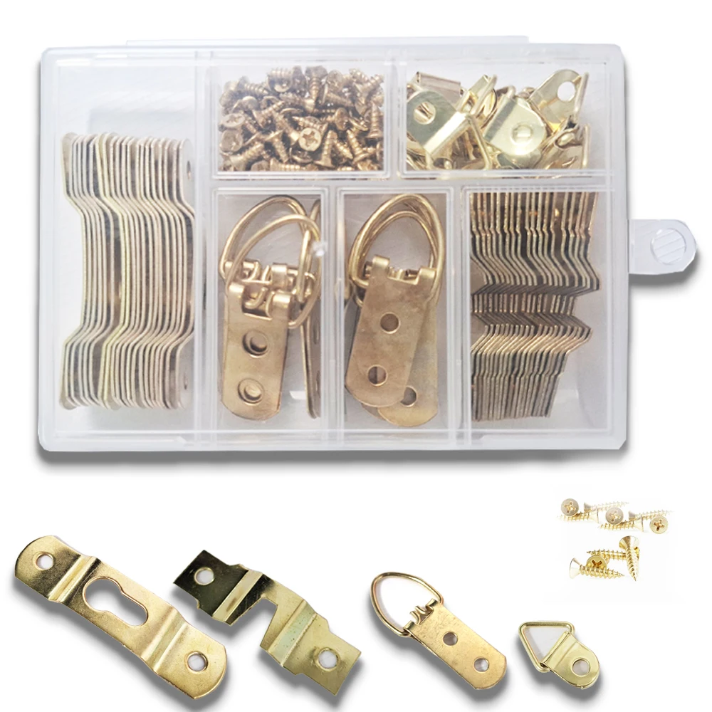 210-teiliges Set zum Aufhängen von Bildern und Ölgemälden - Halterung, Haken, D-Ring, Aufhänger für Rahmen, Leinwand, Spiegeldekoration Image