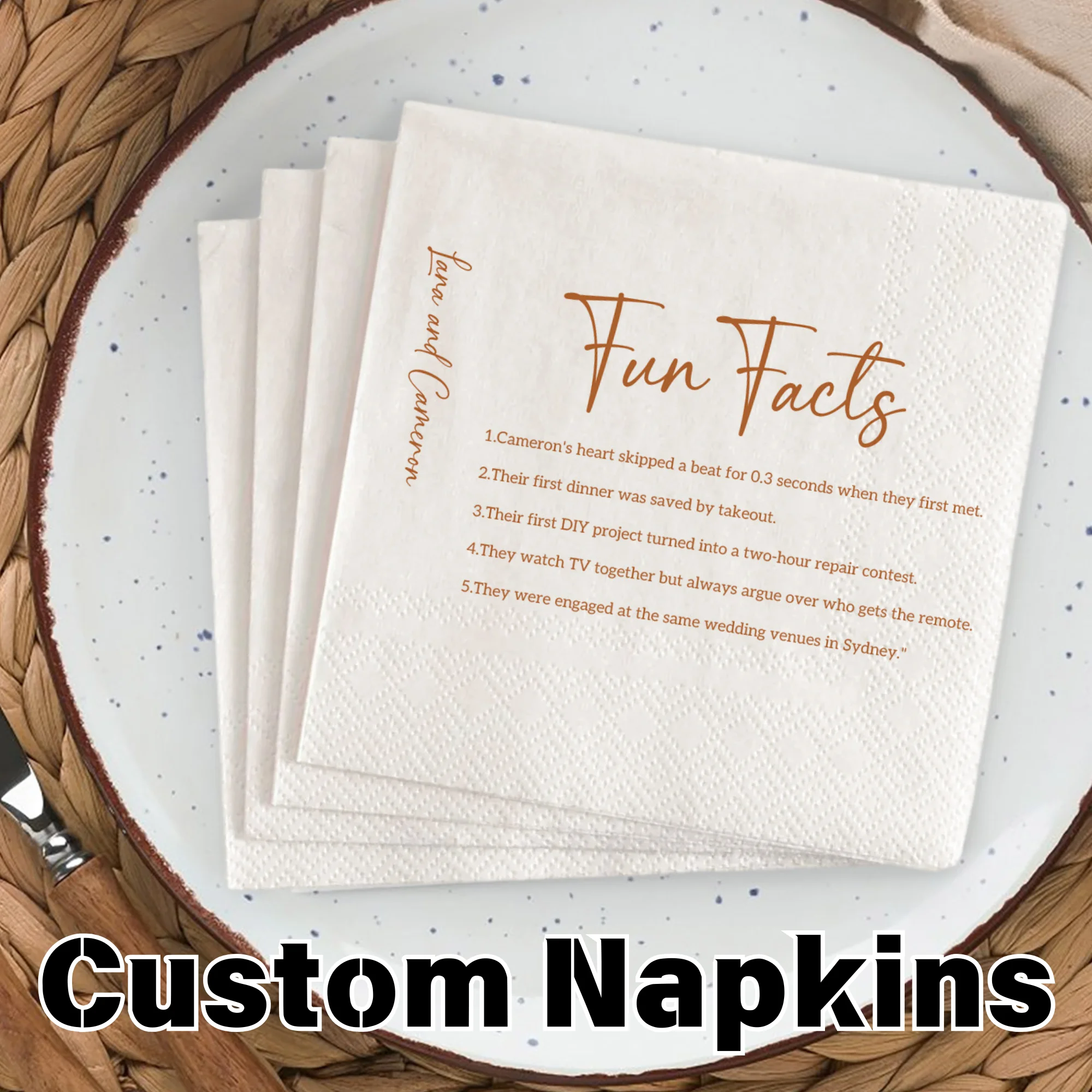 Personalisierte Hochzeits-Papierservietten, 50–500 Stück, individuelle Monogramm-bedruckte Servietten für Hochzeit, Cocktailparty, Jahrestag, Dekoration Image