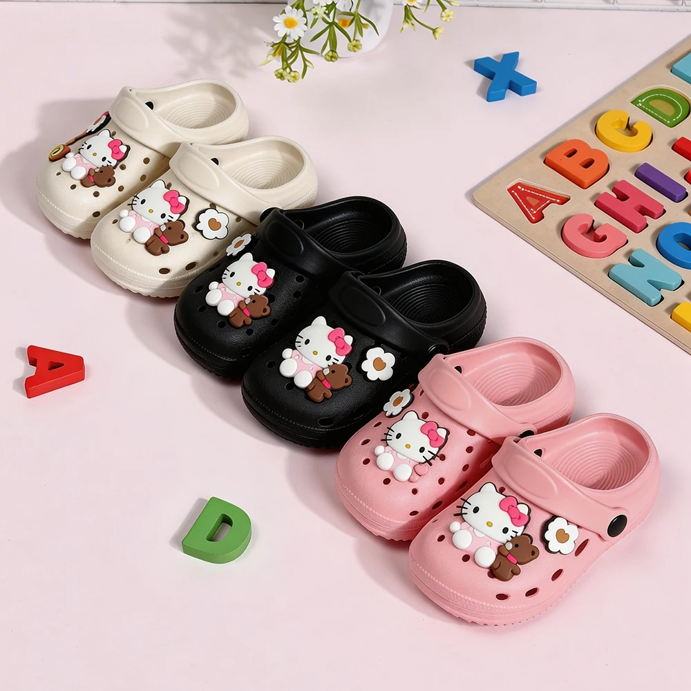 Hello Kitty Mädchen Cartoon Hausschuhe Sommer Lochschuhe Niedliche Sanrio Kinder Bag-Head Atmungsaktive Outdoor-Sandalen für Kinder