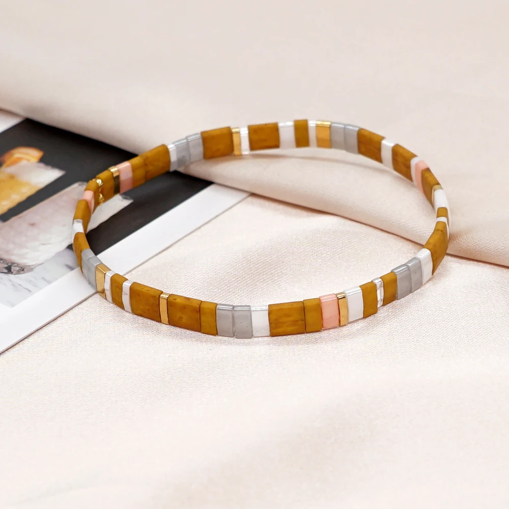 Go2boho Miyuki Tila Perline Bracciale Per Le Donne Gioielli Reale Tila Perline Braccialetti Bohemian Chic Gioielli Elastico Perline Pulseras