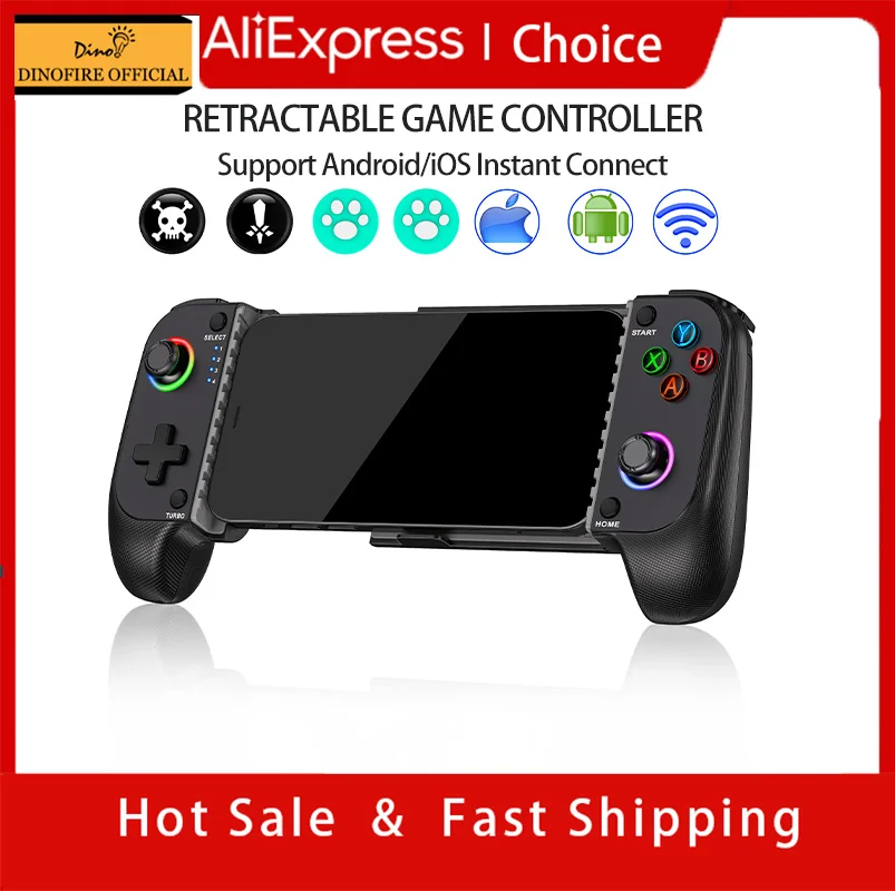 DinoFire Mobile Controller For iPhone Android Cell Phone Gamepad Control Bluetooth Joystick Trigger GamePad Cellphone Smartphone