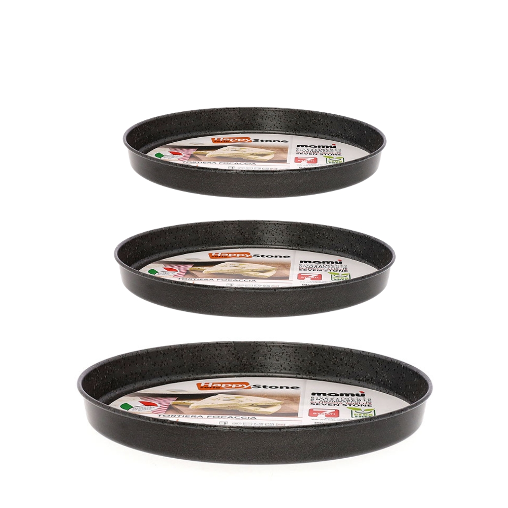 Mamù 3er-Set kleine Focaccia-Backformen Ø 24/26/28 cm, antihaftbeschichtet, kratzfest, Aluminium, hergestellt in Italien Image