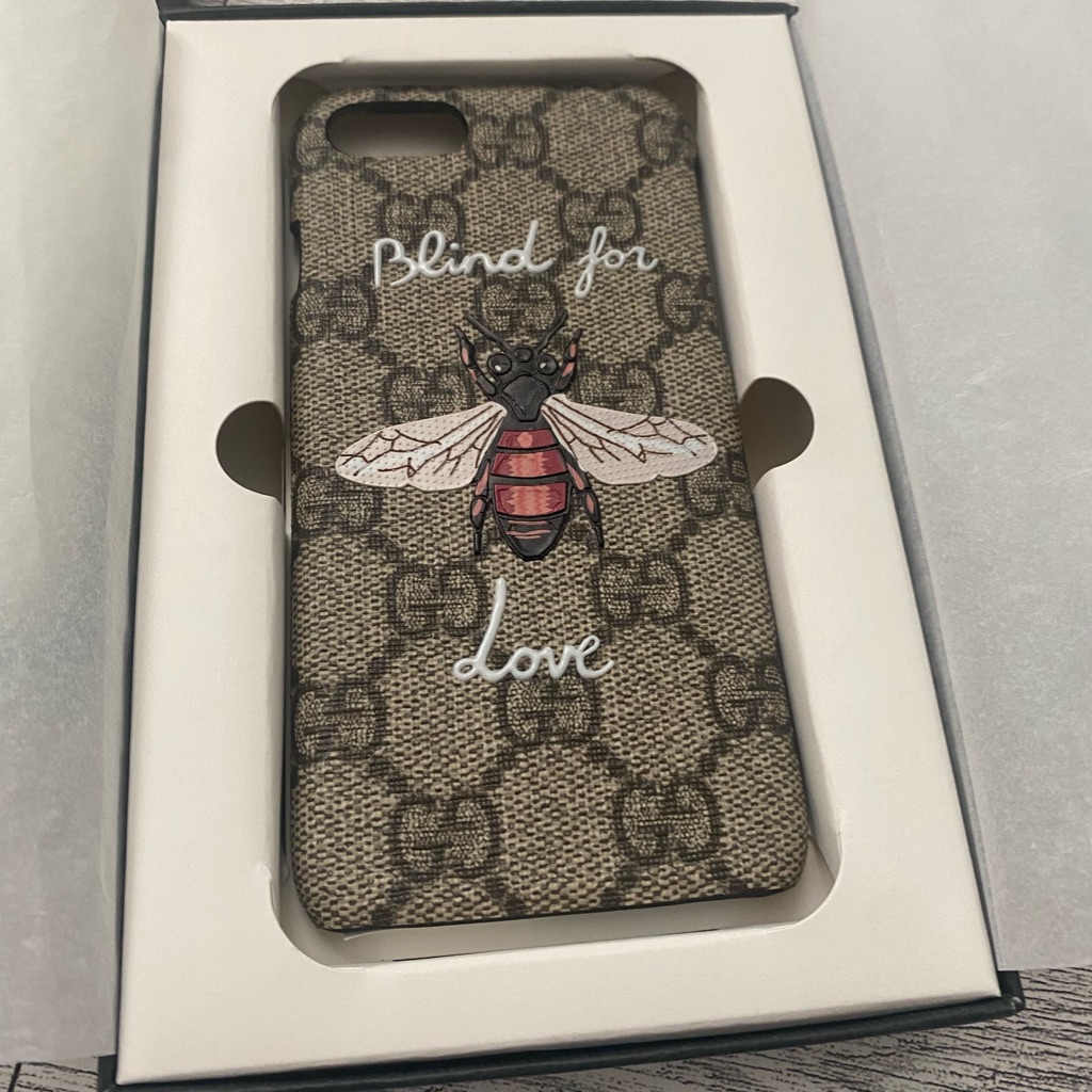 Gucci Cell Phones & Accessories | Gucci Gg Supreme Canvas Iphone 7 Case Blind For Love Beige Logo Authentic New | Color: Tan/White | Size: Os