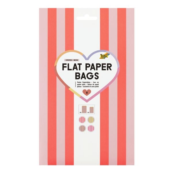 folia Flache Papiertüten »Neon« in zwei Größen 8 Stück rot, 15.5x24.8 cm