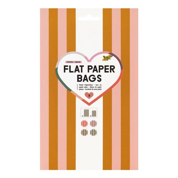 folia Flache Papiertüten »Amore« in zwei Größen 8 Stück, 15.5x24.8 cm