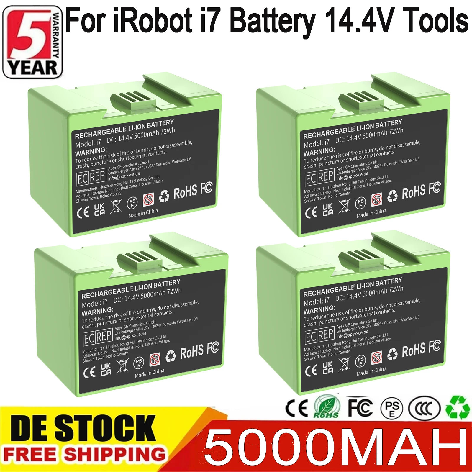 5000mah For iRobot Roomba i7 Battery 14.4V Replacemnt For iRobot Roomba i3 i4 i6 i7 i8 J7 e5 e6 Vacuum Cleaner Power Tools