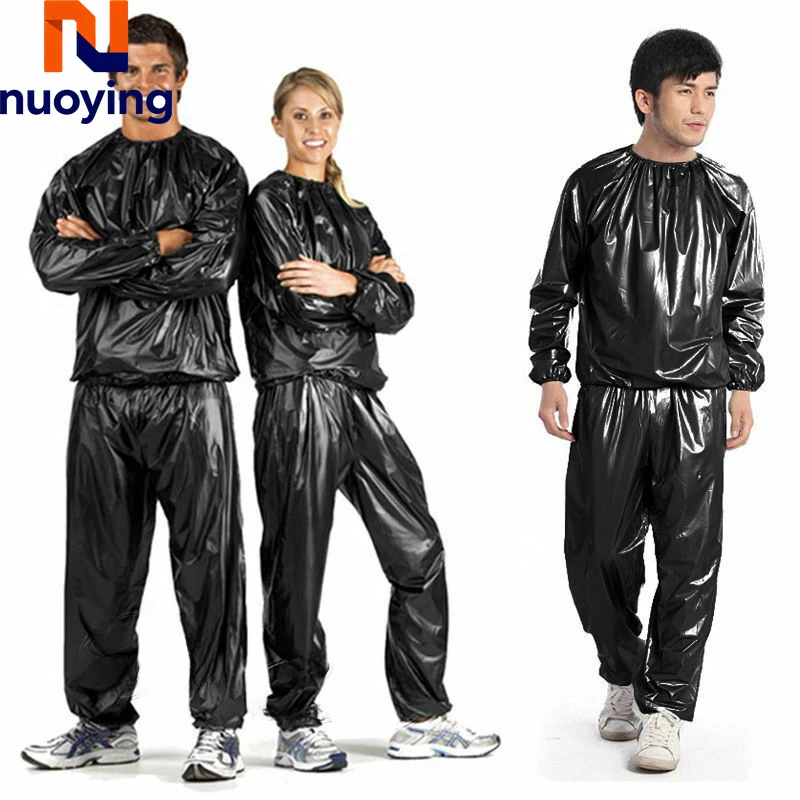Ensemble de 1 tenue de sauna durable anti-déchirure pour l'entraînement, la remise en forme, la perte de poids, amincissante, couleur unie, vêtements de sport pour la salle de sport