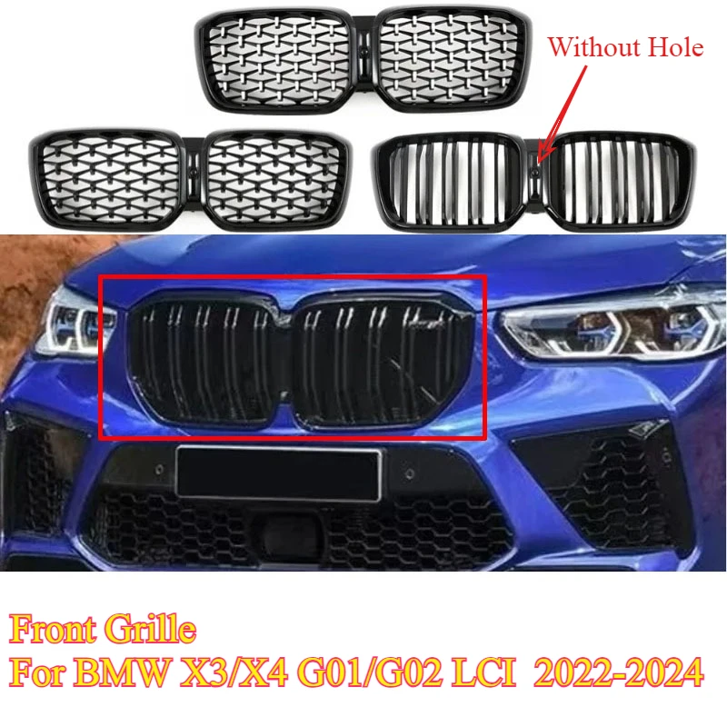 Griglie anteriori Nero Lucido Auto Paraurti Rene Racing Grill Per BMW X3 X4 G01 G02 G08 M40i 20i 30i LCI 2022 2023 2024