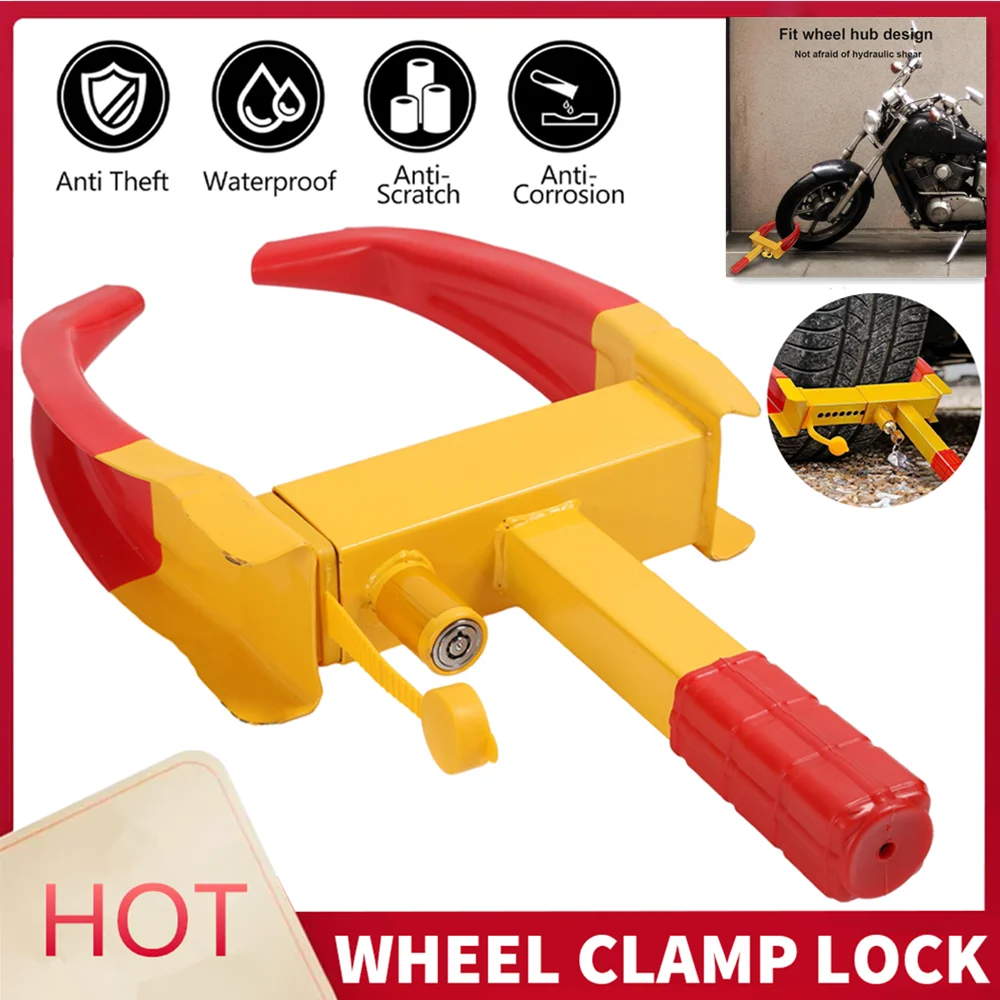 Antivol de pneu robuste pour voiture et camion, serre-roue portable antivol, antivol de pneu à griffe pour voiture, camion et remorque, ajustement universel automobile