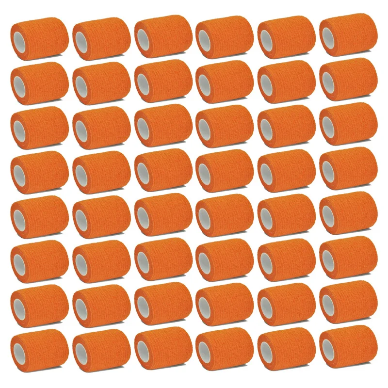 48/24/15/6/1 Stück orange selbstklebende elastische Bandage 4,6 m Farbe Sportwickelband für Fingergelenk Knie Erste-Hilfe-Band Image
