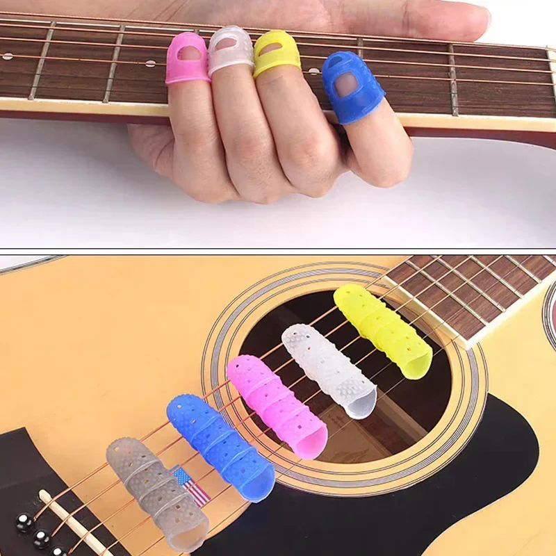 4/10/30Pcs Silikon Finger Wachen Gitarre Fingertip Protektoren Für Ukulele Gitarre Nicht-Slip Finger Sets (Gelegentliche Farbe) Image