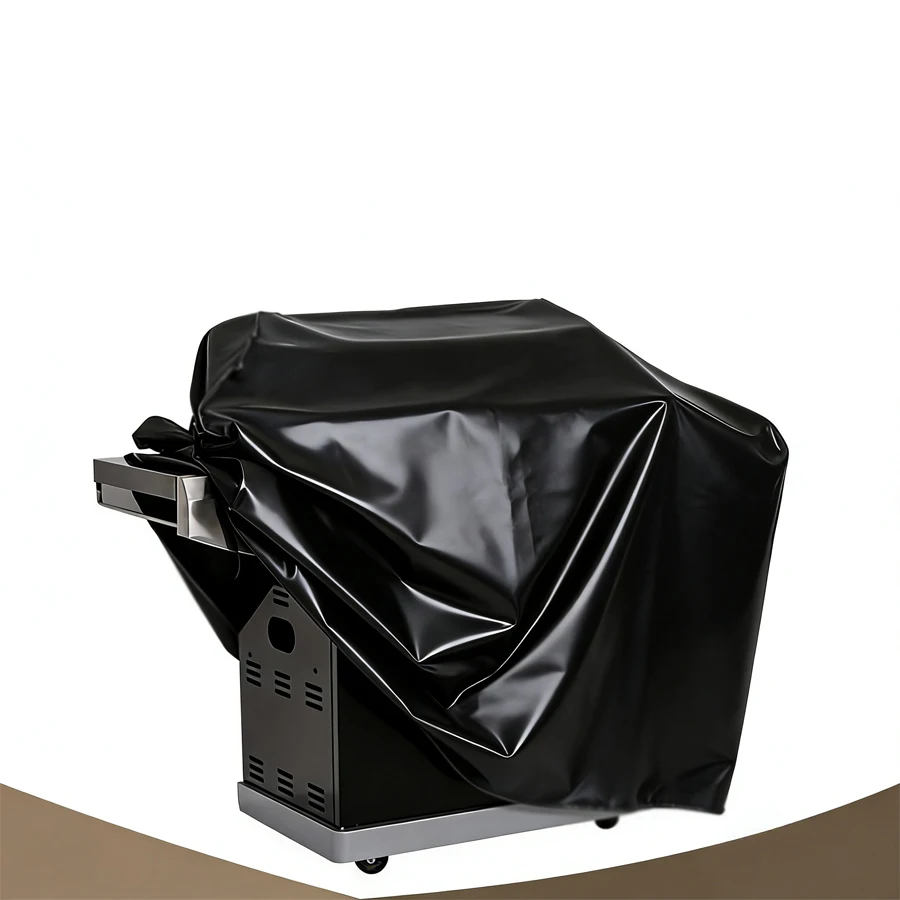 Reine schwarze PVC-wasserdichte Grillabdeckung, ölbeständig, für den Außenbereich, speziell für den Grill im Innenhof, staubdicht und langlebig Image
