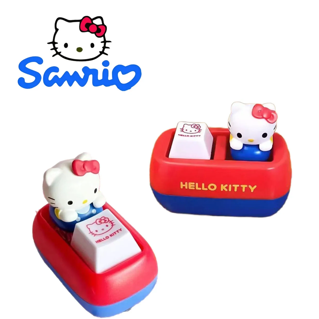 2026 Heiß begehrter Sanrio Hello Kitty Sprachknopf-Schlüsselanhänger, KT Katze Tastenkappen-Stressabbau-Spielzeug, niedlicher Tastaturknopf, Squishy Schreibtischdeko