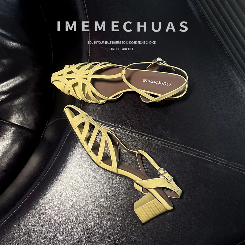 Echtes Leder Schafsleder Damen Sandalen Klassische High Heels Bequeme Römische Stil Sandalen Tägliche Sommer Damenschuhe