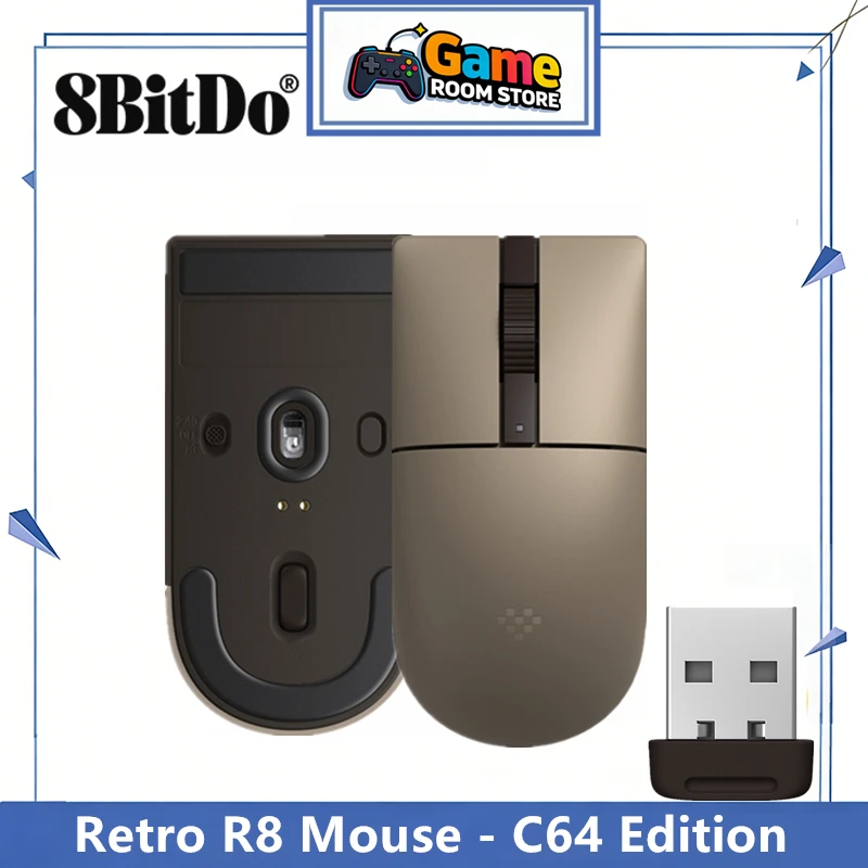 8BitDo Retro R8 Maus - C64 Edition Konnektivität Bluetooth LE5.3 Kabellos 2.4G Gaming-Maus Gaming-Zubehör Image