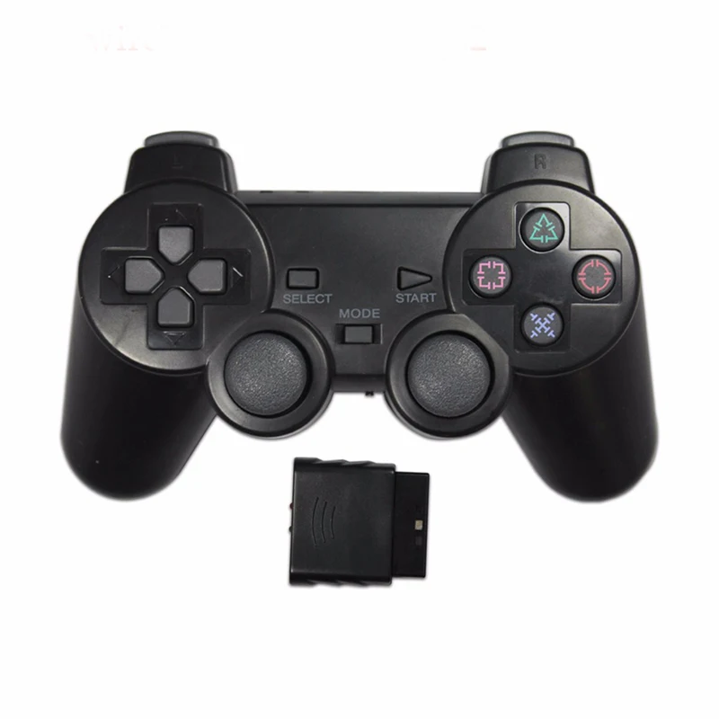 Transparenter Farbiger Spielcontroller für PS2 Kabelloser Gamepad 2,4GHz Vibrations-Controller Kompatibel mit Playstation 2