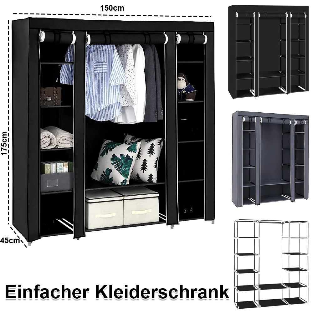 Tragbarer Schrank, Kleiderschrank, Kleiderständer, Aufbewahrungsorganisator mit Regal, staubdichter Schrank, großer Kleiderschrank, Kleidungsorganisator