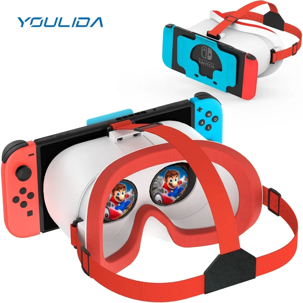 Für Nintendo Switch OLED VR Headset 3D Brille Virtual Reality Filme NS VR Immersive Gaming Experience Stirnband Einstellbare Linse Image