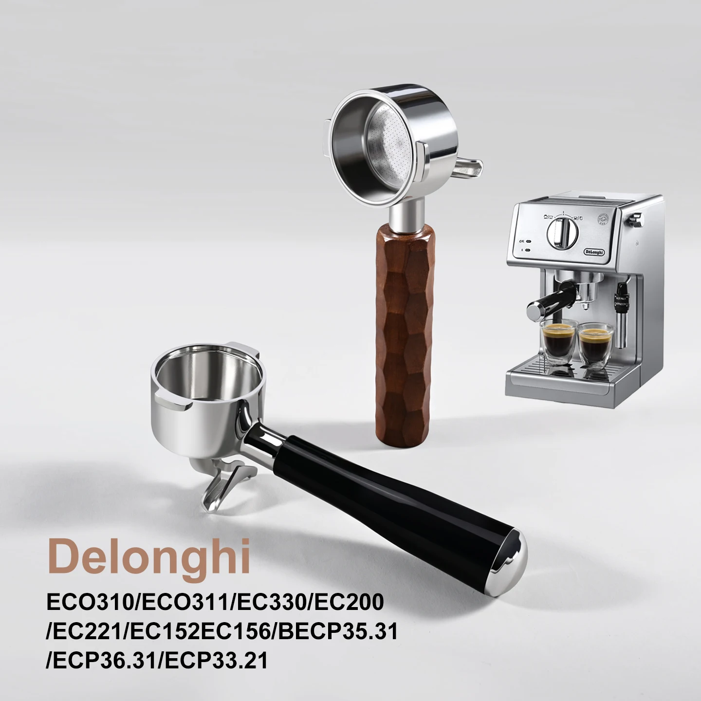 51mm 2-Ohren-Doppelauslauf-Siebträger für Delonghi Stilosa EC260BK/ECP3420/EC155/BCO430 Espressomaschine Ersatzteile Image