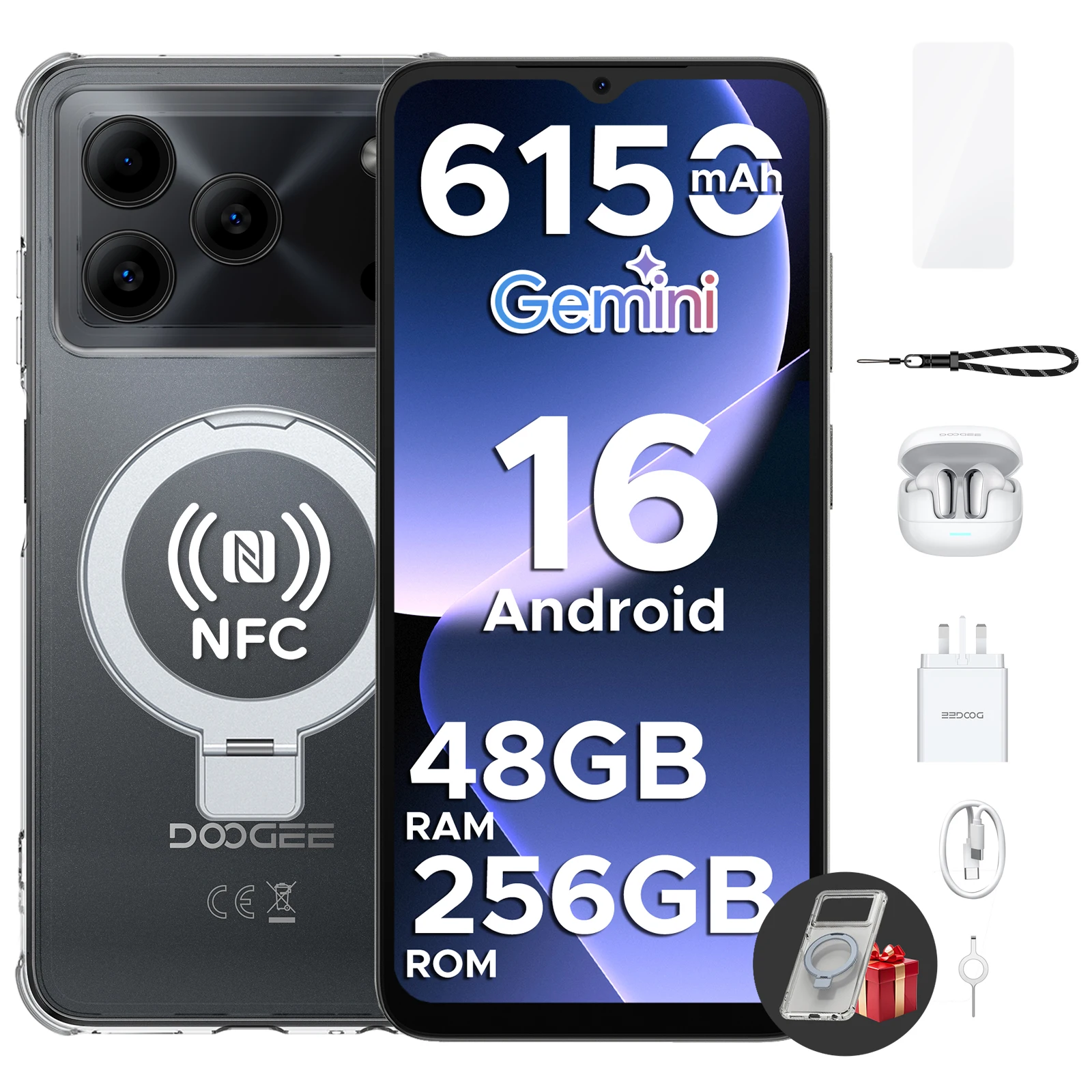 DOOGEE Note56 Plus VIP Smartphone 6150mAh Akku 6,56'' 90Hz Display 48GB+256GB Android 16 Mobiltelefon Unterstützt Widevine L1 Image