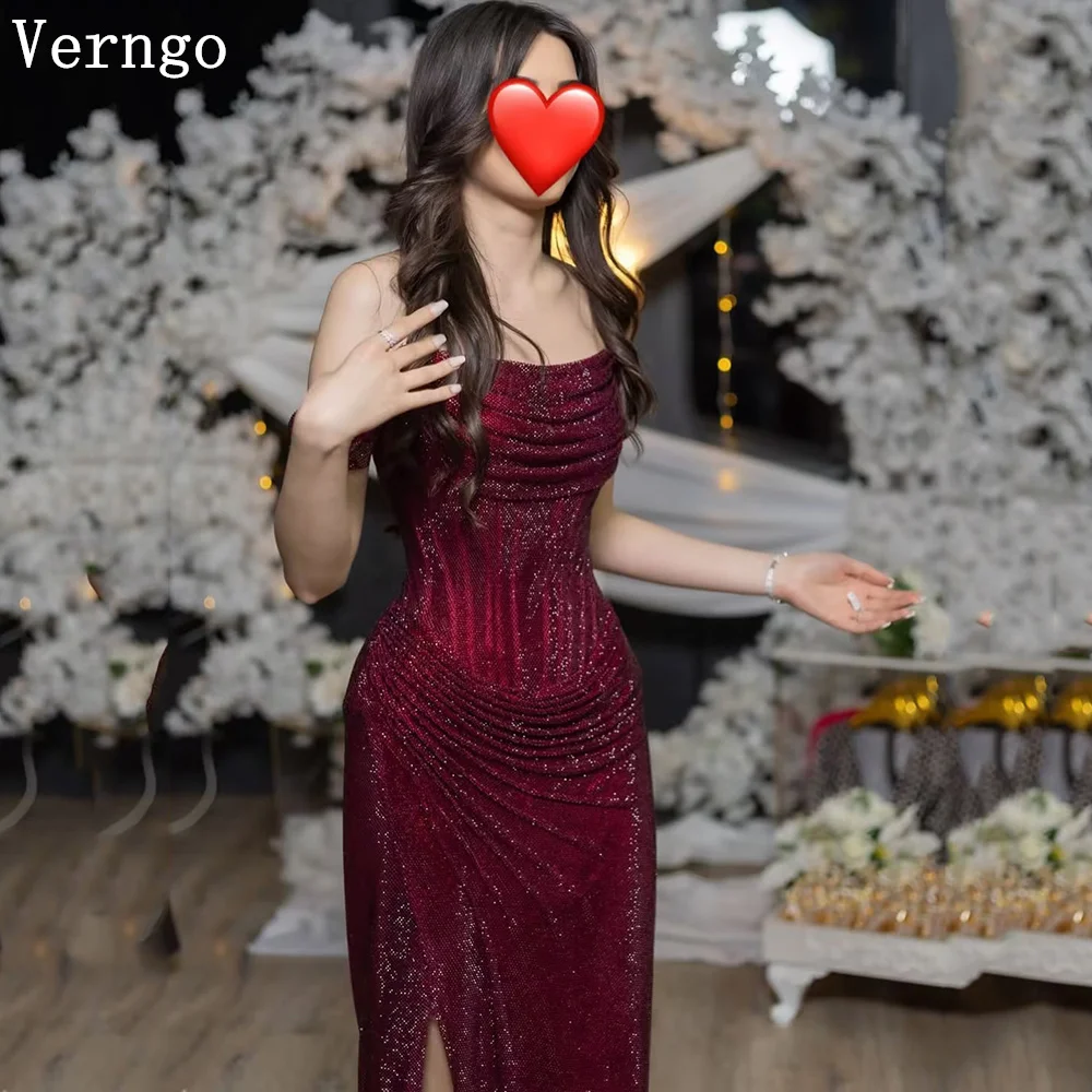 Verngo Rotes glänzendes Abendkleid, trägerlos, Meerjungfrau-Stil, sexy Ballkleid, modernes Maxi-Ballkleid, maßgeschneidert, 2026