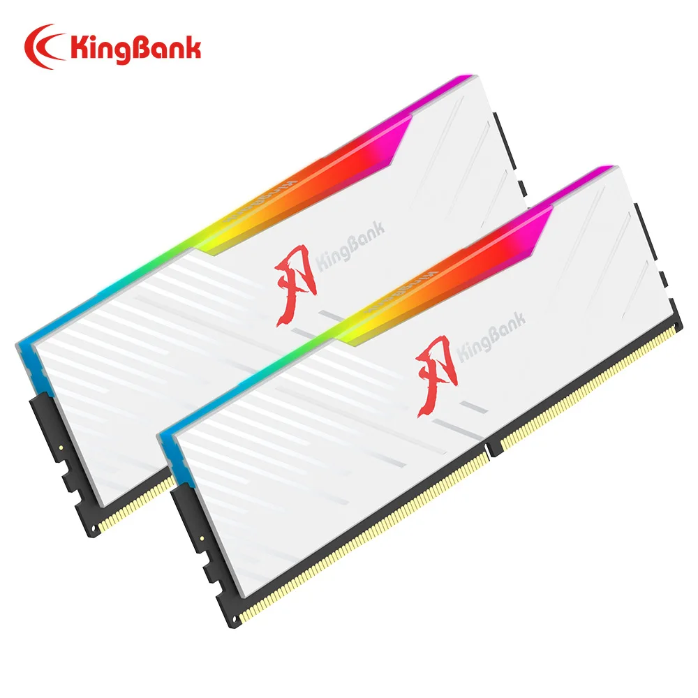 KINGBANK SOARBLADE KRRW Serie 96GB (48GBx2) DDR5 Weiß RGB Speicherkit 6400MHz mit Hynix M Die für Gaming und Übertaktung Image