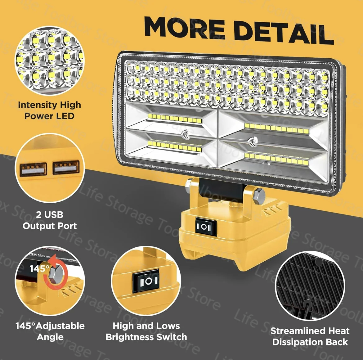 Elektrowerkzeug-Ersatzteile für Dewalt 18V 20V Lithium-Akku LED-Arbeitsleuchten Handlampe Scheinwerfer Taschenlampe Handlaterne Flutlicht Image