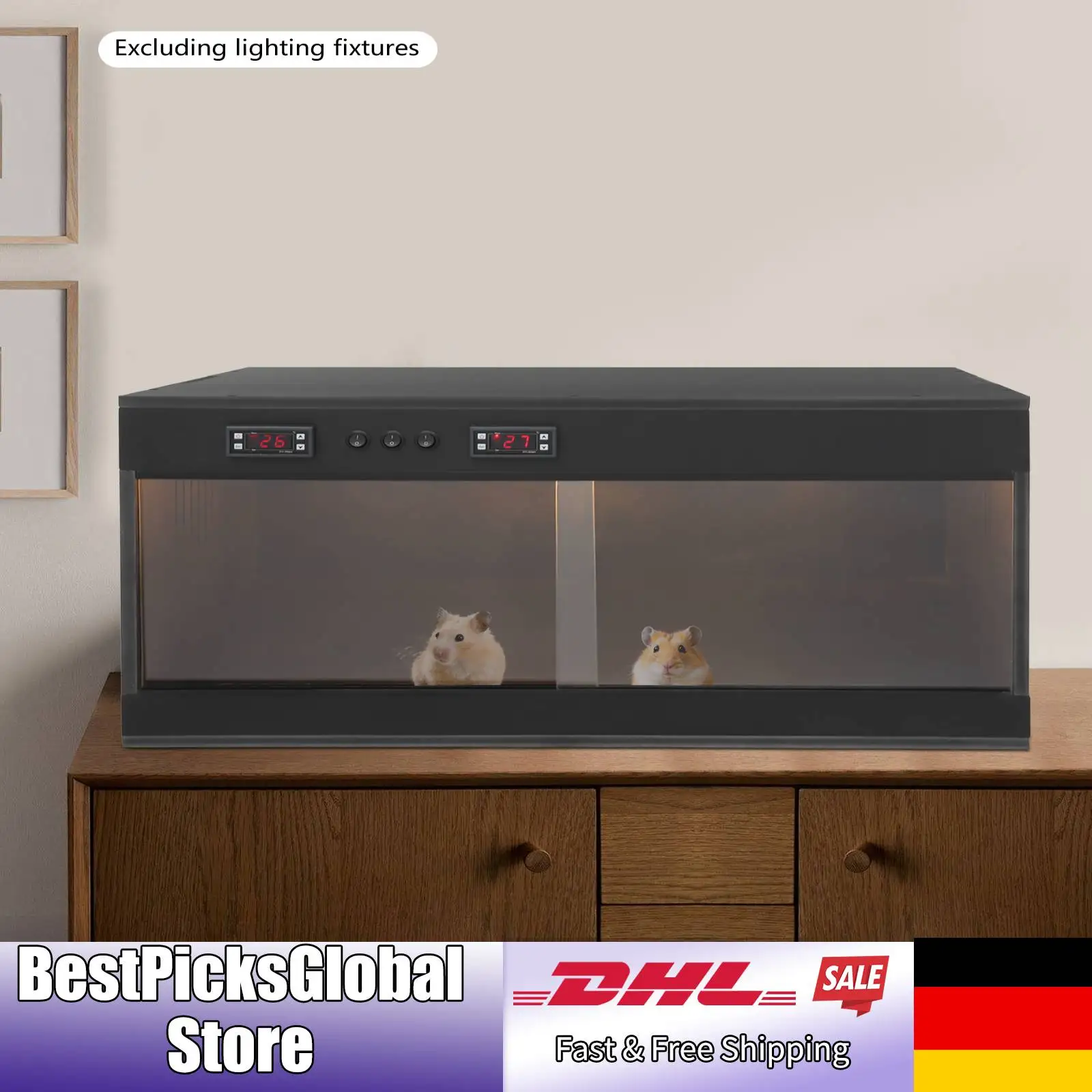 Reptilien-Haustierfütterungsbox mit Glasschiebetür und intelligentem Thermostat, PVC-Terrarien, Schlangen-Gecko-Lounge-Lebensraum, 220 V Image