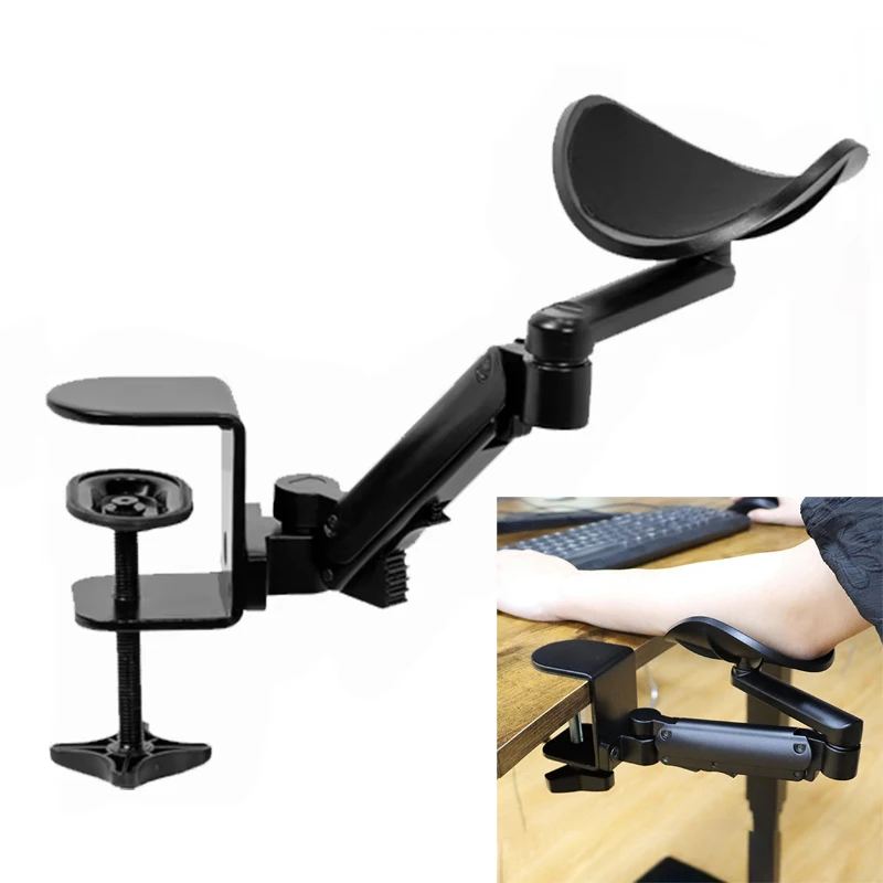 Ergonomische Armlehne aus Metall, Handgelenkstütze, verstellbare drehbare Schreibtischhalterung für Computer, Büro, Laptop, Gaming, Maus, Handkomfort Image