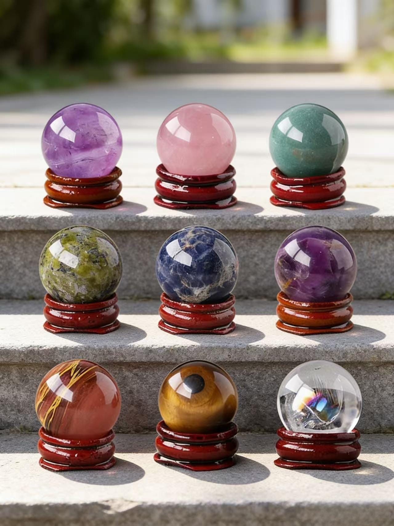 Sfera di cristallo da 3 cm con base, sfera di cristallo curativa, sfere decorative di cristallo curativo naturale, decorazioni per la tavola di casa e