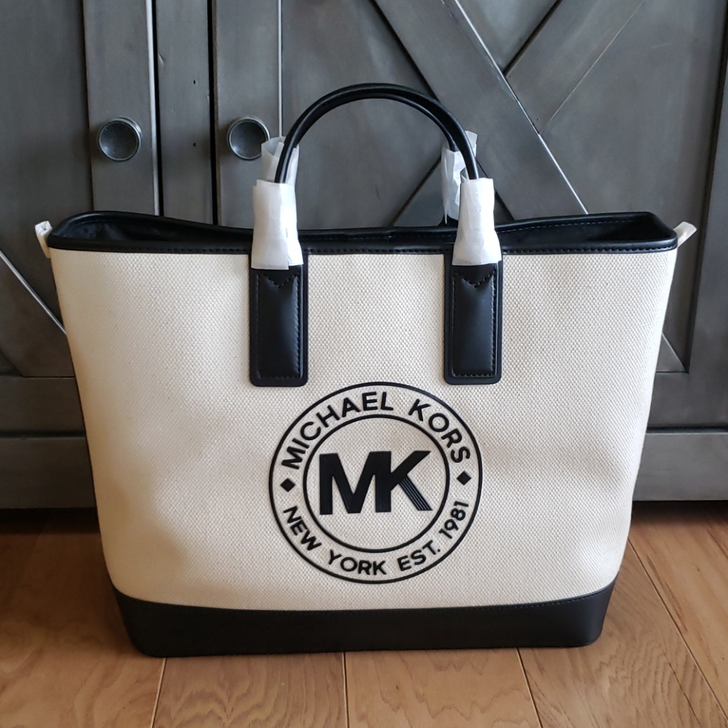 Michael Kors Bags | Canvas Mk Tote | Color: Blue/Cream | Size: Os
