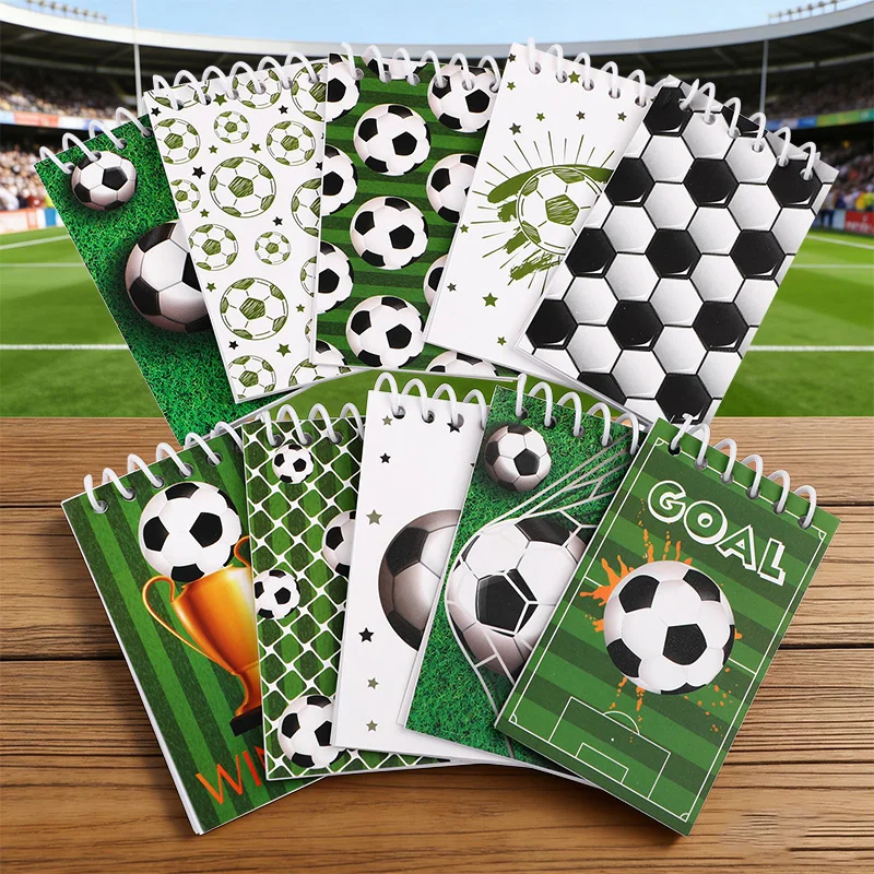 10 Pezzi Mini Quaderni a Spirale a Tema Calcio per Bambini, Gadget per Feste di Compleanno a Tema Calcio, Riempitivi per Piñata, Regalo di Natale, Articoli di Cancelleria