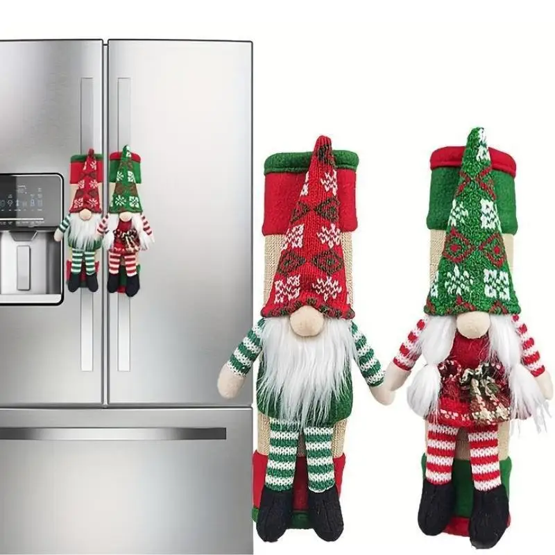 1 Set of Nordic-Style Fun Dwarf-Shaped Refrigerator Door Handle Covers, Kitchen Appliance Insulation and Anti-Scalding Decorative Covers, Christmas-Themed Refrigerator and Kitchen Appliance Door