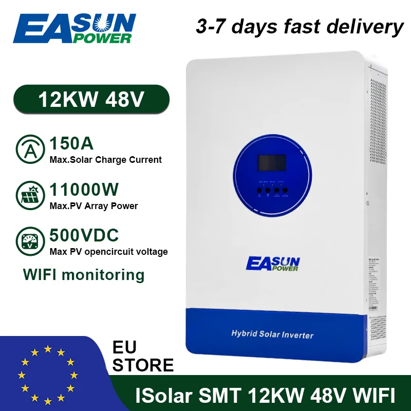 EASUN POWER Inverter Solare Ibrido 12KW 48V Off-Grid 220V Onda Pura MPPT PV 500V 150A Caricatore Solare Inverter Parallelo BMS
