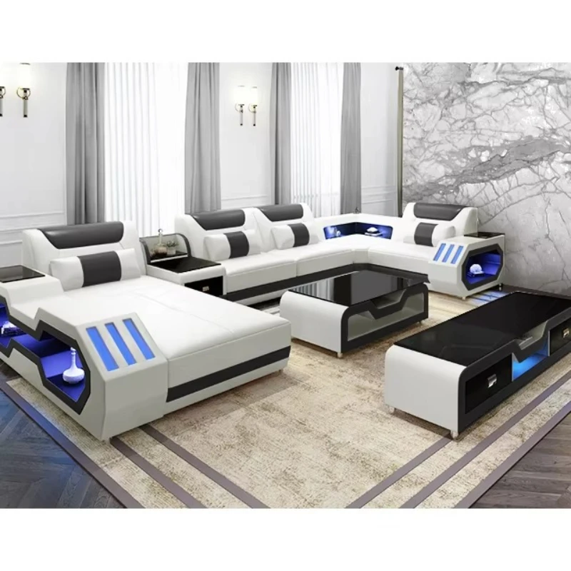 Furniture sofa set Modern intelligent luxury furniture, sofa combination set L-shaped living room furniture sofa advance payment