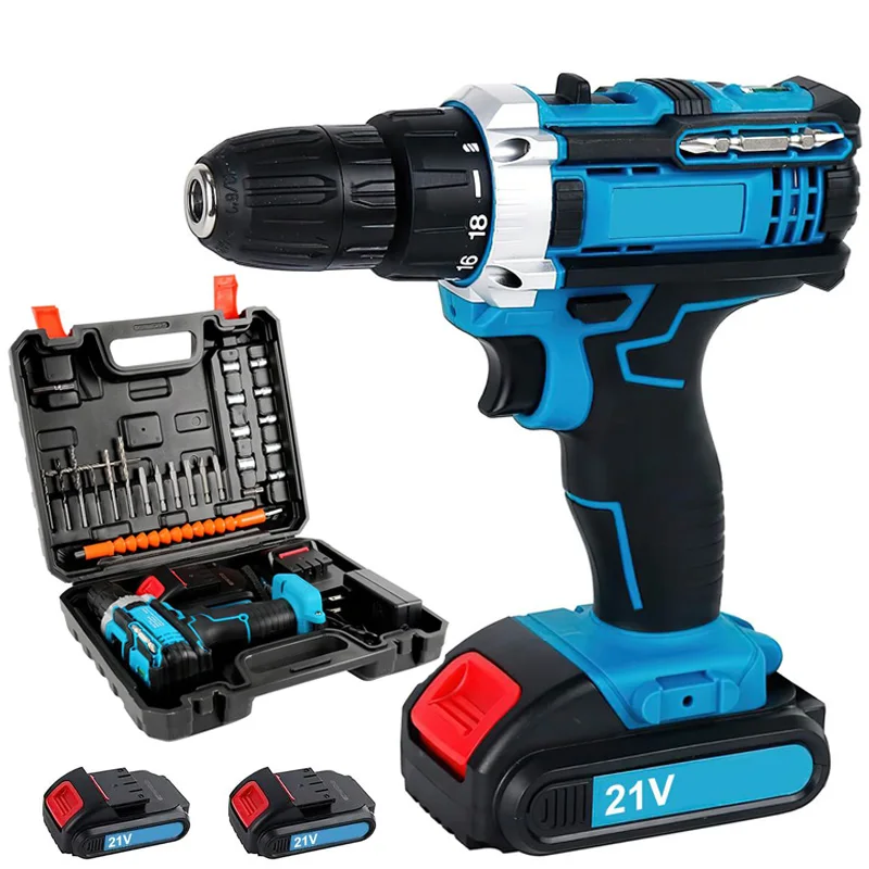 Trapano Avvitatore a Percussione a Batteria 21V 45Nm, Cacciavite Elettrico, Mini Trapano Elettrico Senza Fili, Utensile Elettrico con Batteria agli Ioni di Litio