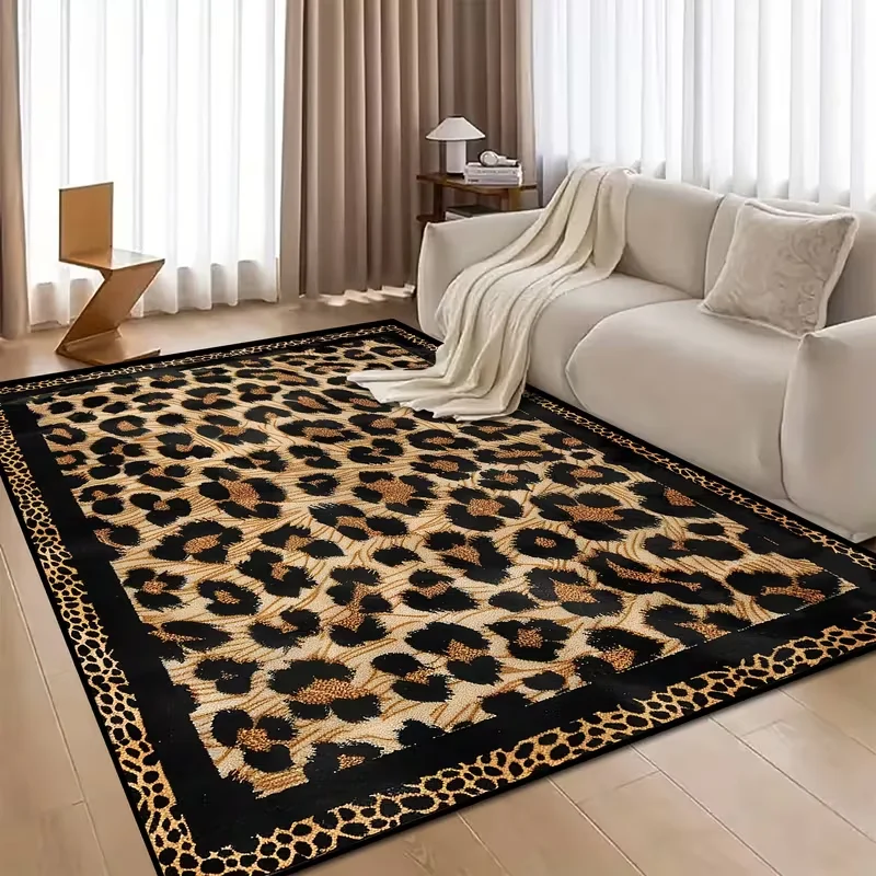 Retro Leopard Print Style Carpet Living Room Home Decor Sofa Rug Bedroom Bedside Rug Kitchen Coffee Table Floor Mat Door Mat