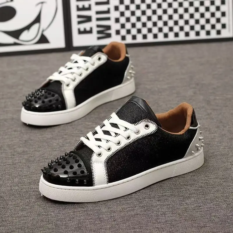 Handgefertigte Nieten-Low-Top-Schuhe, große Trend-Punk-Hip-Hop-Freizeitschuhe, Größe 38–44