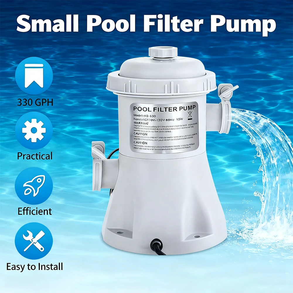 Pompe de filtre de piscine pompe à eau électrique de piscine de pagaie 330 GPH avec 2 cartouches de filtre de piscine pompes de piscine pompe de filtre de piscine hors sol