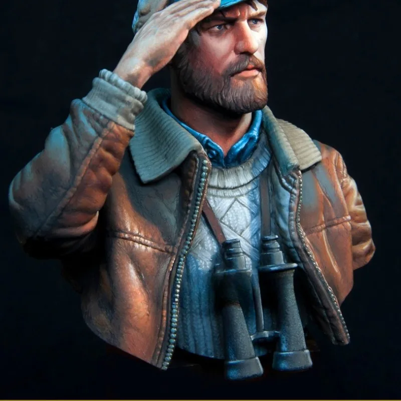 Harz-Büsten-Montagemodellbausatz im Maßstab 1:10, Saluting-Offizier, historische Militär-Hobby-Miniaturstatue, unmontiert und unbemalt Image